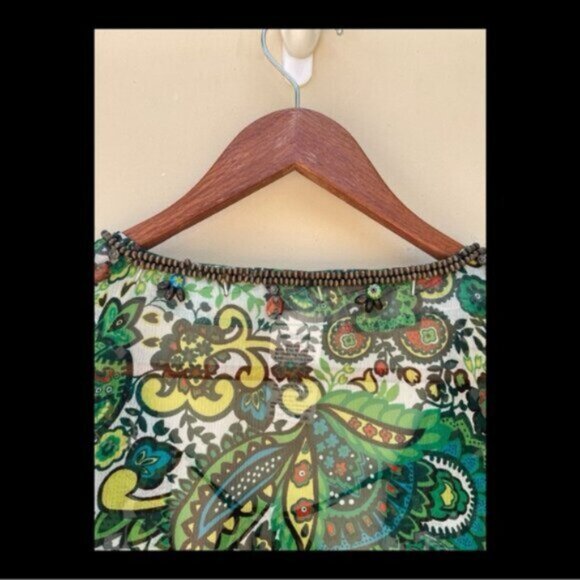 True Religion Women's Beachwear Multi Color Cover-Up Tunic w/Beaded Detail Sz M - Picture 6 of 9